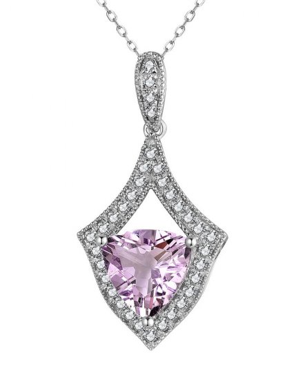 TRIANGLE AMETHYST DIAMOND PENDANT (TP2986)